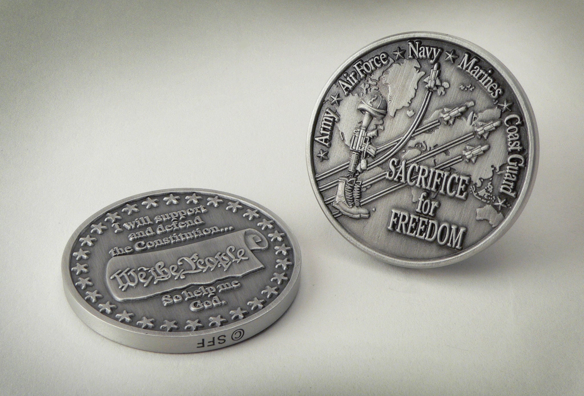 Sacrifice for Freedom Military Challenge Coin