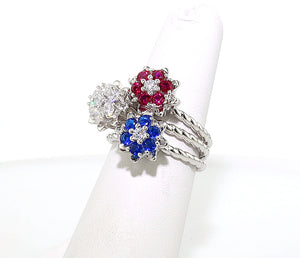 Celebrate America Original Large Tulip Rings™ 3 Ring Bundle- Sterling Silver