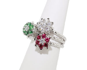 Christmas in July Original Large Tulip Rings™  3 Ring Bundle- Sterling Silver