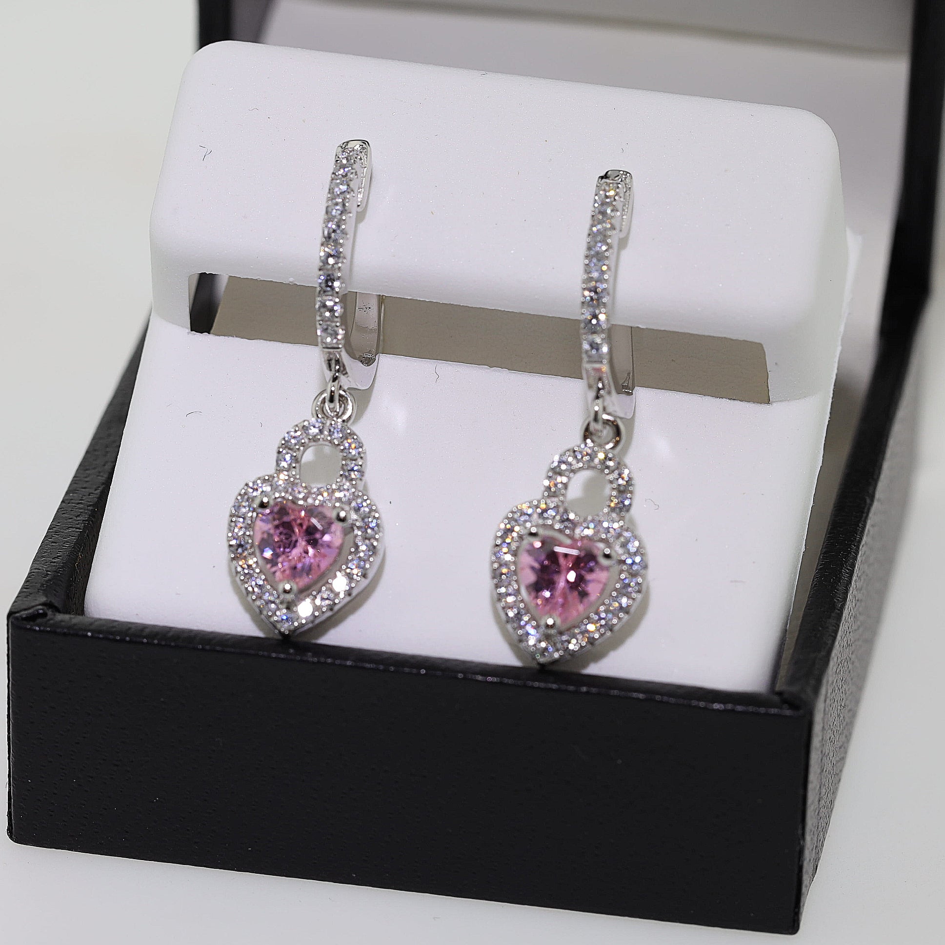 Elegant Pink Heart Earrinsgs