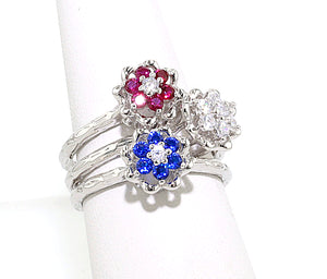 Celebrate America Original Small Tulip Rings™  3 Ring Bundle- Sterling Silver