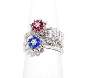 Celebrate America Original Small Tulip Rings™  3 Ring Bundle- Sterling Silver