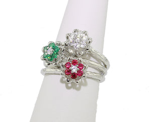 Christmas in July Original Small Tulip Rings™  3 Ring Bundle- Sterling Silver