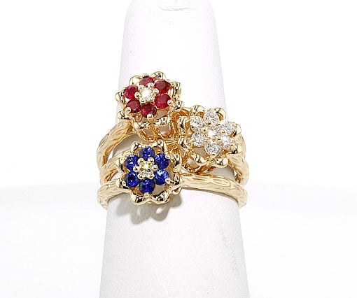 Celebrate America Original Small Tulip Rings™ 3 Ring Bundle- 10K Yellow Gold