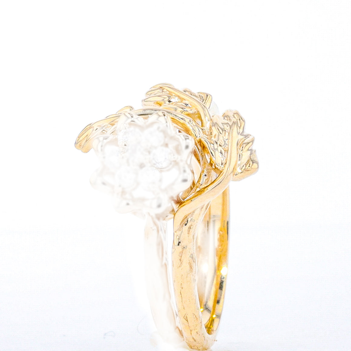Large Tulip Ring Leaf Wrap -10K Yellow Gold