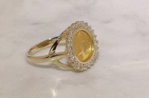 Letney Jewelers Genuine Gold Panda Ring with Diamond Bezel