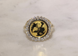 Letney Jewelers Genuine Gold Panda Ring with Diamond Bezel