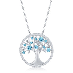 Sterling Silver Birthstone Tree of Life Pendant with Chain