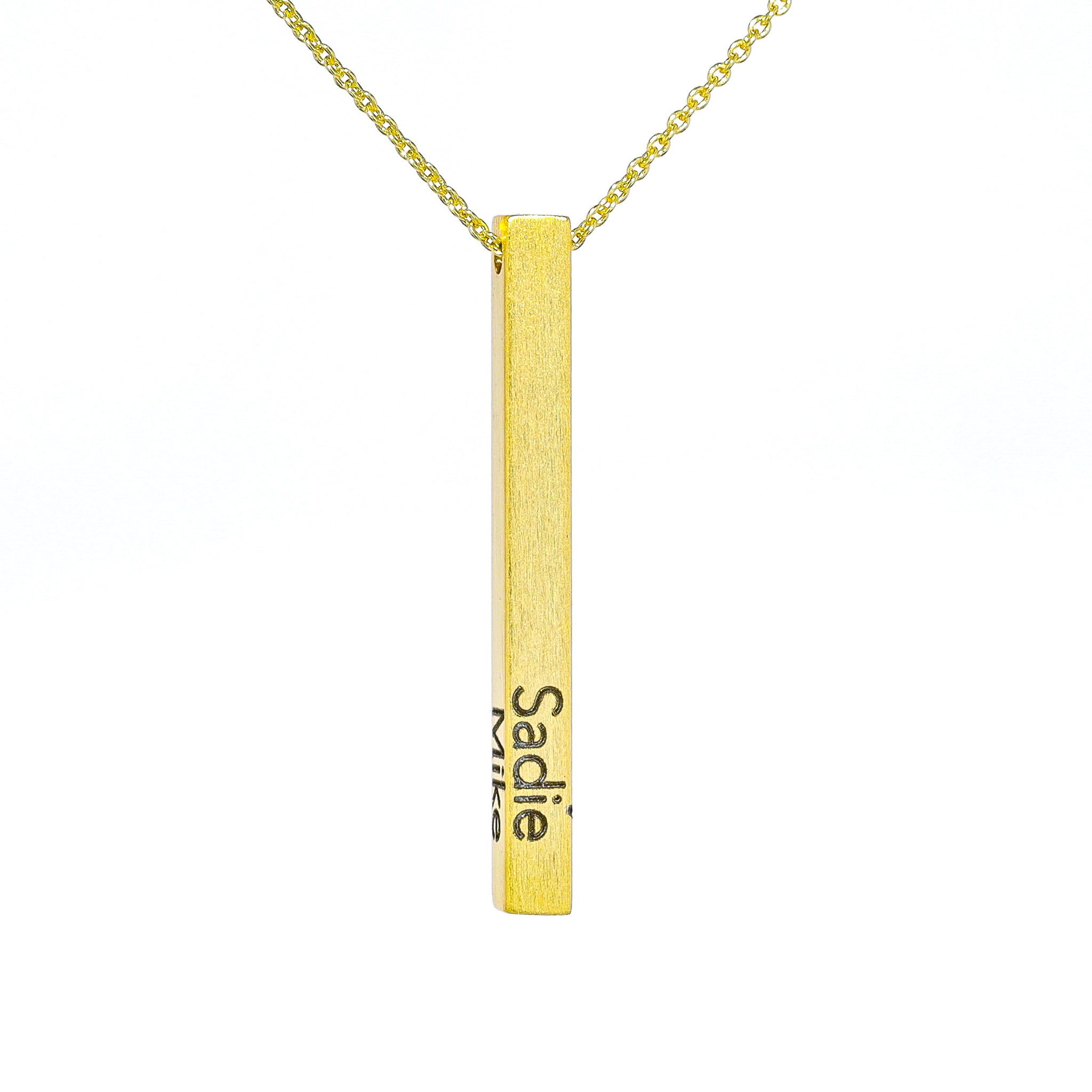 14K Solid Gold Bar Pendant | Custom Engraving Birthstones 36MM Pendant –  YanYa