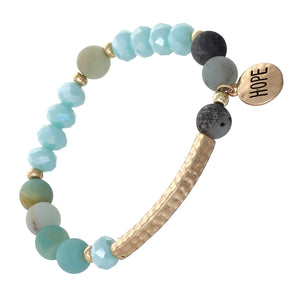 "Hope" Natural Stone Bracelet with Charm