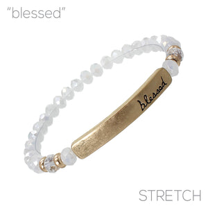 "Faith" Glass Bead Stretch Bracelet