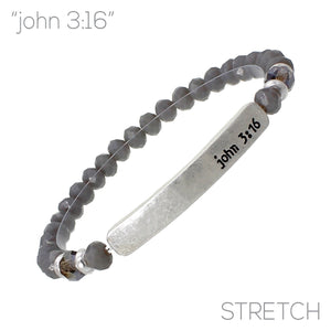 "John 3:16" Glass Bead Stretch Bracelet