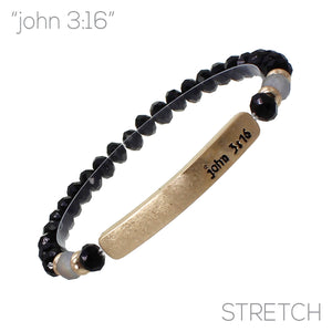 "John 3:16" Glass Bead Stretch Bracelet