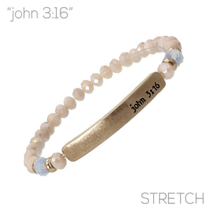 "John 3:16" Glass Bead Stretch Bracelet
