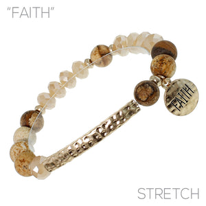 "FAITH" Natural Stone Bracelet with Charm