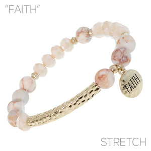 "FAITH" Natural Stone Bracelet with Charm