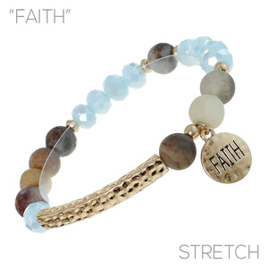 "FAITH" Natural Stone Bracelet with Charm