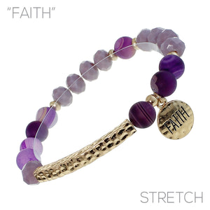 "FAITH" Natural Stone Bracelet with Charm