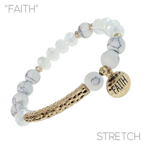 "FAITH" Natural Stone Bracelet with Charm