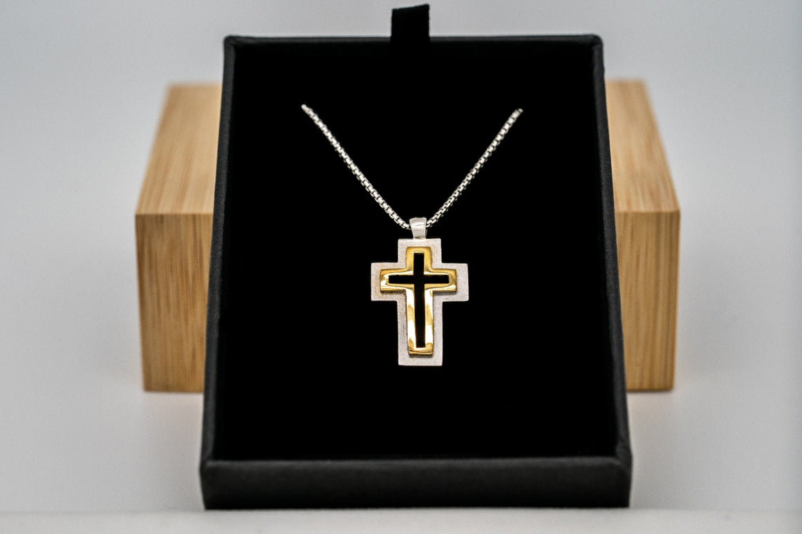 Sterling Silver Trinity Cross Pendant 1" Tall