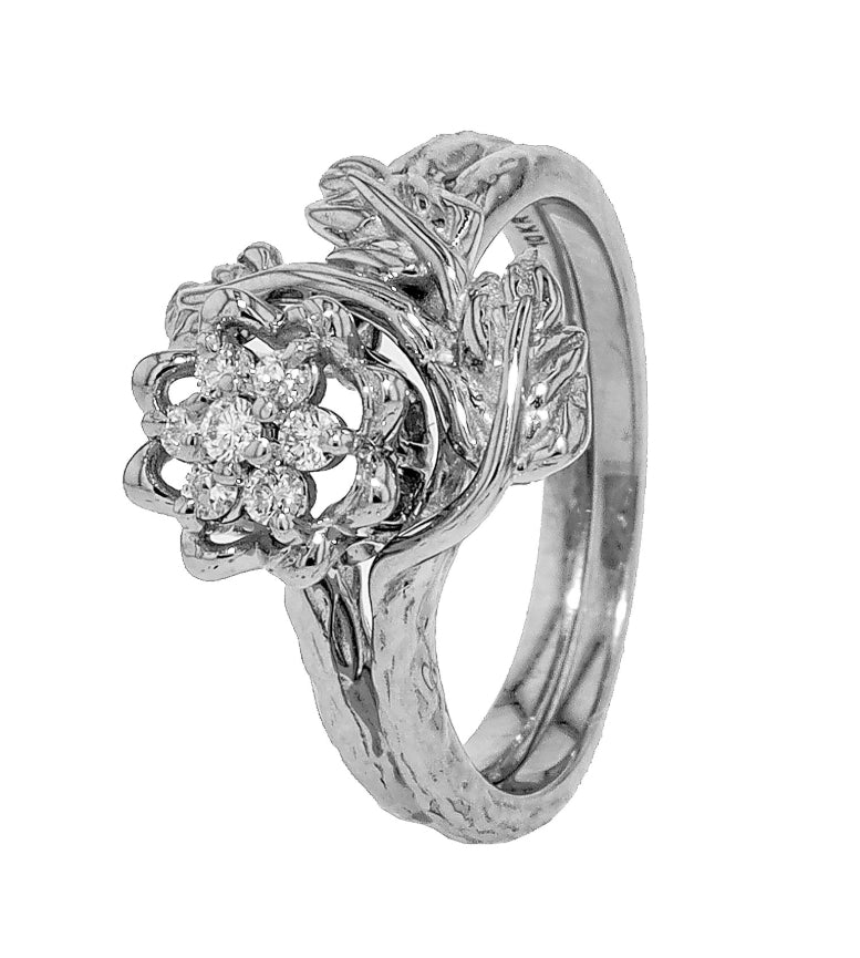 Tulip Ring Leaf Wrap - White Gold