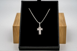 Sterling Silver CZ Cross Pendant 5/8" Tall